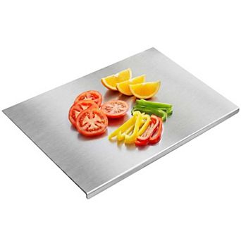 Stainless Steel Cutting Board with Lip & Non-Slip Grip for Kitchen Countertops, 11" x 15"
