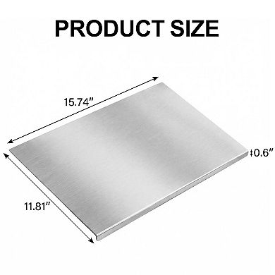 Stainless Steel Cutting Board with Lip & Non-Slip Grip for Kitchen Countertops, 11" x 15"