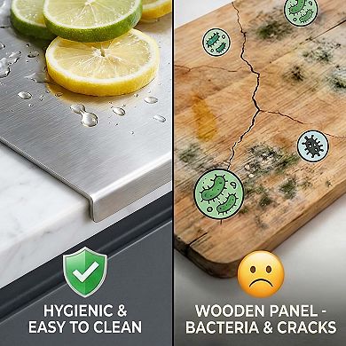 Stainless Steel Cutting Board with Lip & Non-Slip Grip for Kitchen Countertops, 11" x 15"