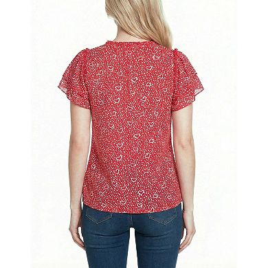 Double Flutter Sleeve Blouse