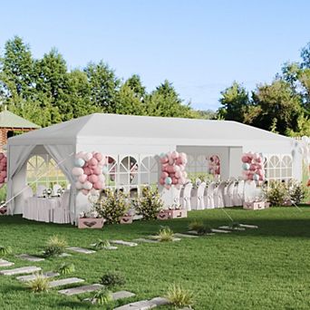 10x30 FT Outdoor Party Tent with 8 Sidewalls, Heavy Duty Canopy Gazebo for Weddings & Events