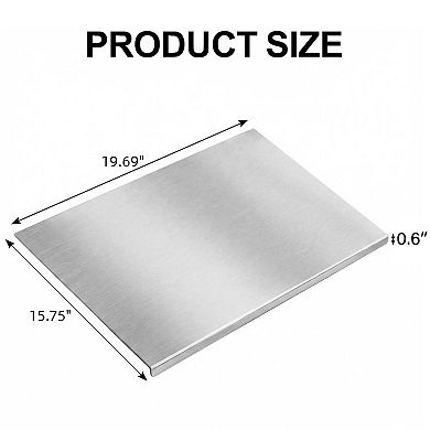 Stainless Steel Cutting Board with Lip & Non-Slip Grip for Kitchen Countertops, 15" x 20"