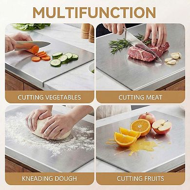 Stainless Steel Cutting Board with Lip & Non-Slip Grip for Kitchen Countertops, 15" x 20"