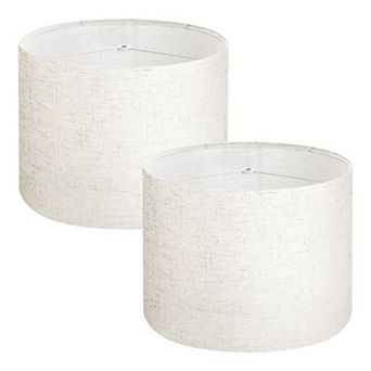 Set of 2 13" Linen Drum Lamp Shades, Medium Fabric Replacement for Table & Floor Lamps
