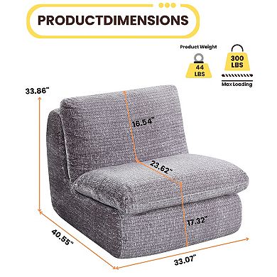 GOMYHOME Corduroy Armless Modular Sofa Chair, Deep Seat Compressed Foam Cloud Couch Single Module