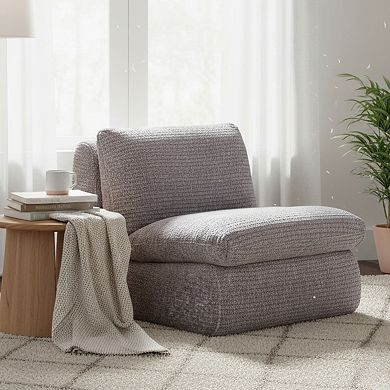 GOMYHOME Corduroy Armless Modular Sofa Chair, Deep Seat Compressed Foam Cloud Couch Single Module