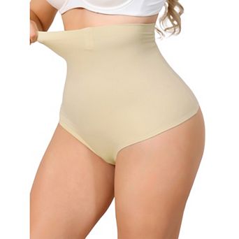 Women's High Waisted Tummy Control No Show Girdle Body Shaper Thong Panty Under Dress Shapewear