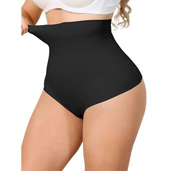 Women's High Waisted Tummy Control No Show Girdle Body Shaper Thong Panty Under Dress Shapewear