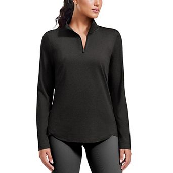 Pinspark Women's Long Sleeve Quarter Zip Workout Top Stretch Yoga Sun Protection Golf Shirt