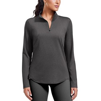 Pinspark Women's Long Sleeve Quarter Zip Workout Top Stretch Yoga Sun Protection Golf Shirt