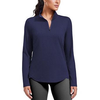 Pinspark Women's Long Sleeve Quarter Zip Workout Top Stretch Yoga Sun Protection Golf Shirt
