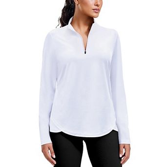 Pinspark Women's Long Sleeve Quarter Zip Workout Top Stretch Yoga Sun Protection Golf Shirt