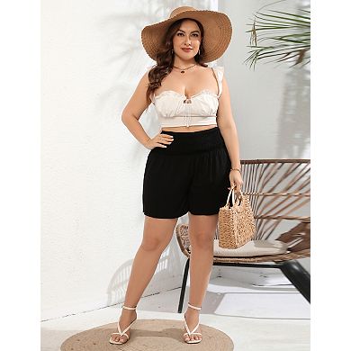 Women's Plus Size Casual Summer Stretch High Waisted Shorts