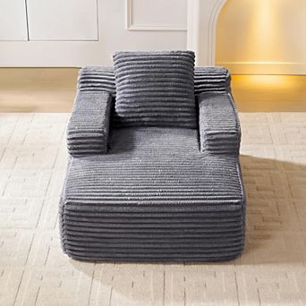 Wanan 45.7" Chaise Lounge Chair Indoor,Corduroy Boneless Cloud Lounge Chair with Pillow