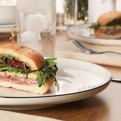 Gibson Home Havenstone 12 Piece Porcelain Plates and Bowls Classic Everyday Set