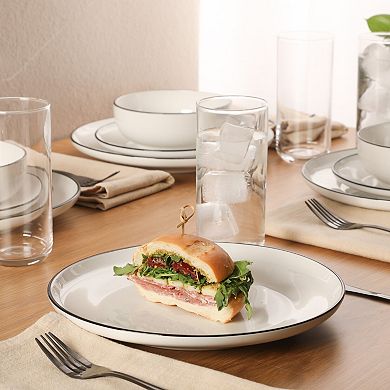 Gibson Home Havenstone 12 Piece Porcelain Plates and Bowls Classic Everyday Set