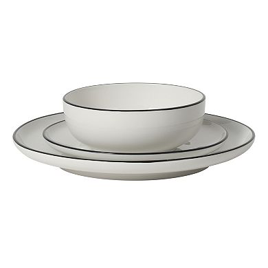 Gibson Home Havenstone 12 Piece Porcelain Plates and Bowls Classic Everyday Set