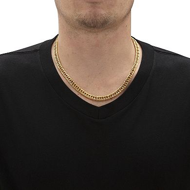 Men's 2 Piece Curb-Link Gold Ion-Plated Stainless Steel Set 6mm 9" & 20" Lengths