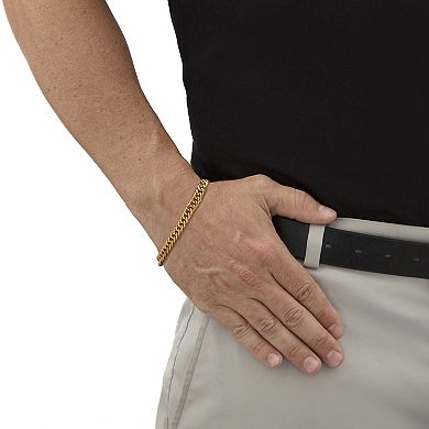 Men's 2 Piece Curb-Link Gold Ion-Plated Stainless Steel Set 6mm 9" & 20" Lengths