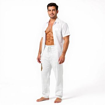 Mens Straight Leg Linen Pants