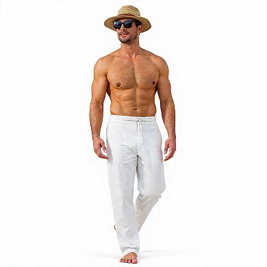 Mens Straight Leg Linen Pants