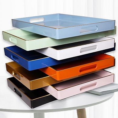 Decorative Serving Tray with Handles Coffee Table Ottoman Home Decor