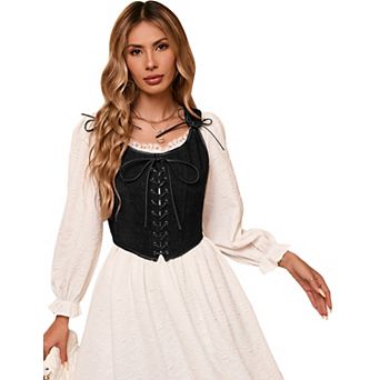 Women's Sleeveless Corduroy Tank Top Tie Front Vest