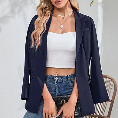 Blazer For Women Long Sleeve Open Front Casual Single Breasted Office Blazer With Pockets