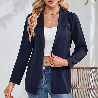 Blazer For Women Long Sleeve Open Front Casual Single Breasted Office Blazer With Pockets