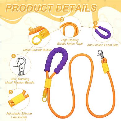 1Pc Dog Leash with Padded Hands Free, Adjustable Bungee Dog Training Leash, No Pull Heavy Duty Rope