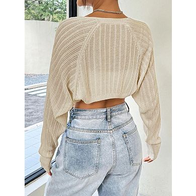 Women's Shrug Cardigan Open Front Long Sleeves Cropped Bolero Arm Tops