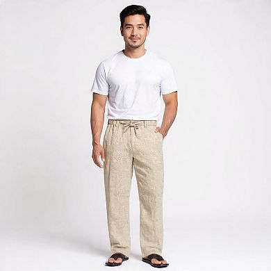 Mens Loose Fit Linen Beach Pants