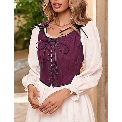 Women's Corduroy Tank Top Tie Front Vest