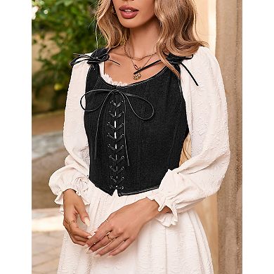 Women's Corduroy Tank Top Tie Front Vest