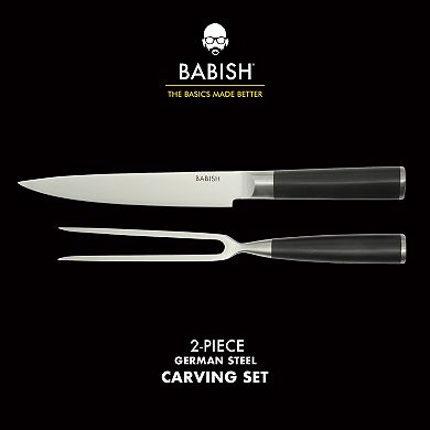 Babish 2-Piece Carving Knife and Fork Set 8 Inch Stainless Steel Carving Knife with 6.5-Inch Fork
