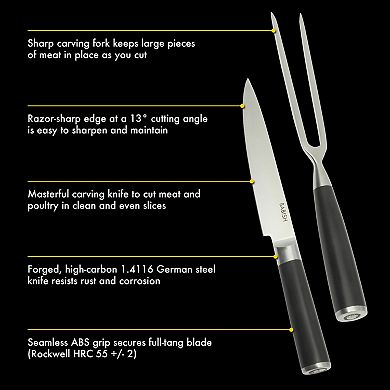 Babish 2-Piece Carving Knife and Fork Set 8 Inch Stainless Steel Carving Knife with 6.5-Inch Fork