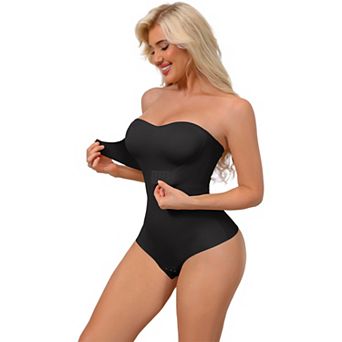 Women's Strapless Shapewear Front Hook Push Up Bodysuits Seamless Bodyshaper with Removable Straps