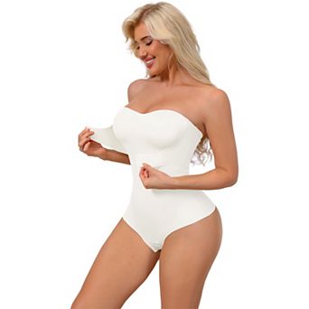 Women's Strapless Shapewear Front Hook Push Up Bodysuits Seamless Bodyshaper with Removable Straps