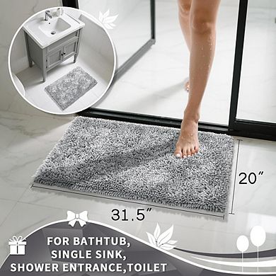 Chenille Bathroom Rug, Thick Soft Absorbent, Non-Slip Quick-Dry Mat