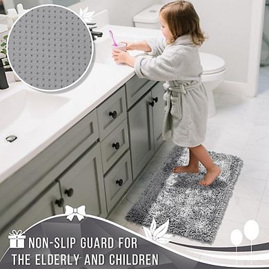 Chenille Bathroom Rug, Thick Soft Absorbent, Non-Slip Quick-Dry Mat