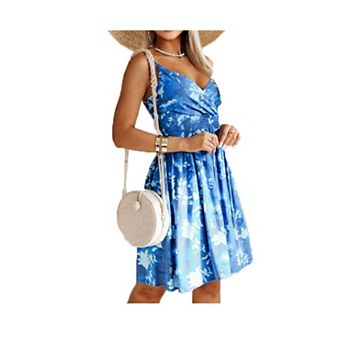 Women's Summer Casual Dress Cute A Line Ruffle Hem Flattering Fit Beach Vacation Sundress