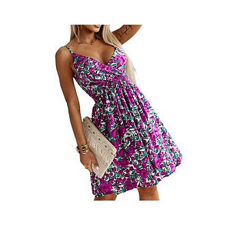 Women's Summer Casual Dress Cute A Line Ruffle Hem Flattering Fit Beach Vacation Sundress