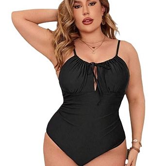 Women One Piece Lace Up Swimsuit Tummy Control Slimming Bathing Suits Cut Out Push Up Swimwear