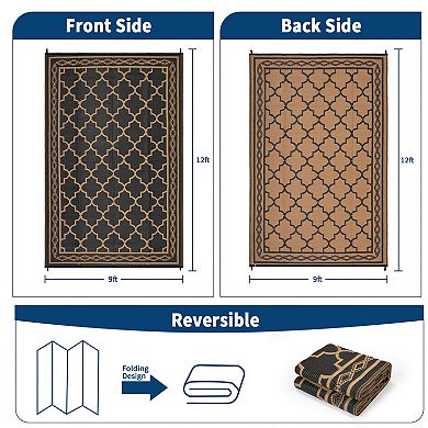 Outdoor Rug, Waterproof Reversible Plastic Straw Patio Mat with Carry Bag for Camping, Picnics