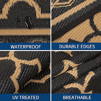 Outdoor Rug, Waterproof Reversible Plastic Straw Patio Mat with Carry Bag for Camping, Picnics