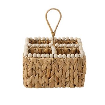 Gibson Home Woven Utensil Caddy Natural Hand Braided Basket with Four Compartments