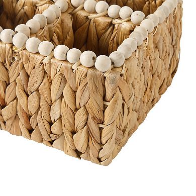 Gibson Home Woven Utensil Caddy Natural Hand Braided Basket with Four Compartments