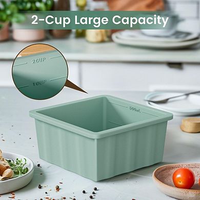 Zoulao Silicone Soup Stock Freezer Tray with Lid, 4-Pack, Makes 2-Cup Portion Ice Cubes