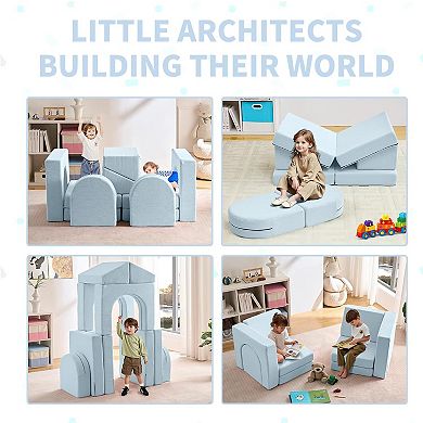 Kids Couch 10PCS,10 in 1 Multifunctional Toddler Couches for Playing, Indoor Kid Sofa