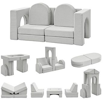 Kids Couch 10PCS,10 in 1 Multifunctional Toddler Couches for Playing, Indoor Kid Sofa